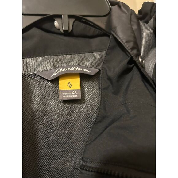 Eddie Bauer WeatherEdge Hood Trench Rain Coat Black XL Lightweight - Picture 7 of 13